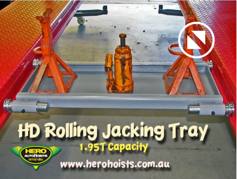 Lift King 9S: HD Rolling Jacking Tray included - rated at 1.950 tonnes...