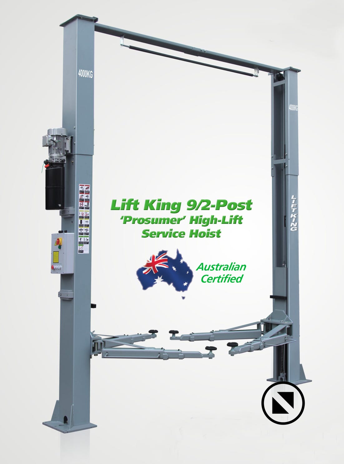 Lift King 2 Post Car Service Hoist, supplied with a 1-Phase Powerpack...